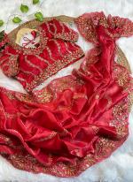 Zimmy Choo Red Party Wear Leheriya Sequins Saree